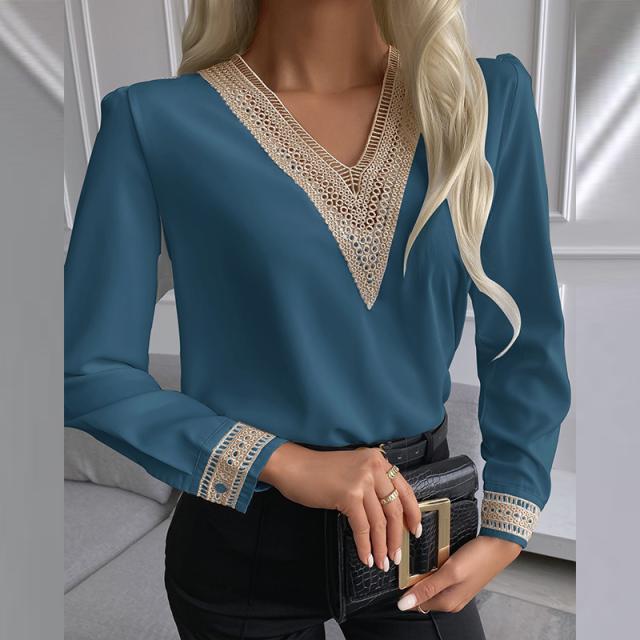 Damen elegante Bluse mit Spitzenbesatz ModeGeist