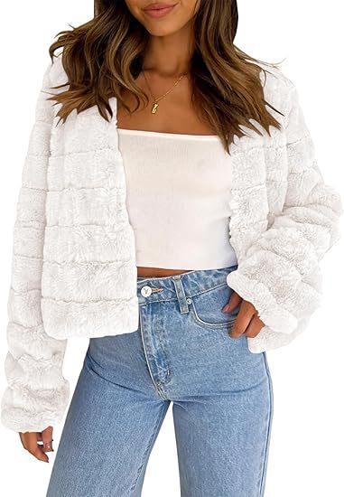 Damen Flauschige Kurzjacke im modernen Design ModeGeist