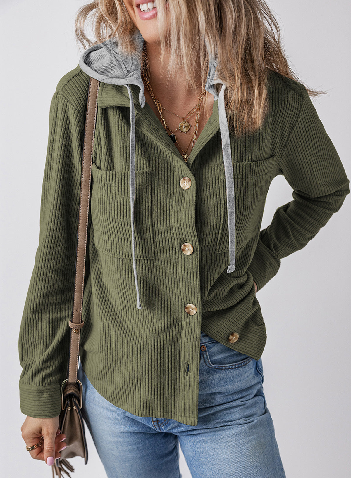 ModeGeist | Revers Knopf Kapuzenjacke