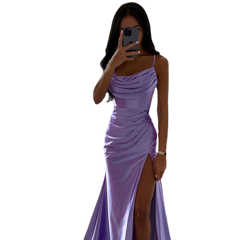 Damen Glamouröses Abendkleid mit seitlichem Schlitz und raffinierten Raffungseffekten ModeGeist