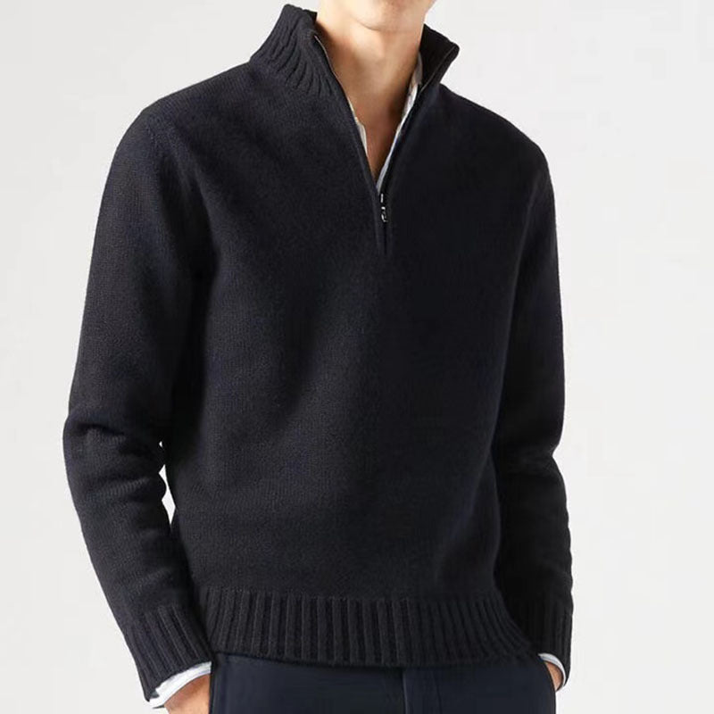 Herren Pullover mit hohem Kragen und modernem Reißverschluss ModeGeist