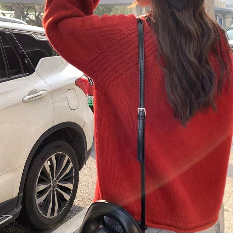 Damen gemütlicher Strickpullover mit lässigem Schnitt und luftigen Ärmeln ModeGeist