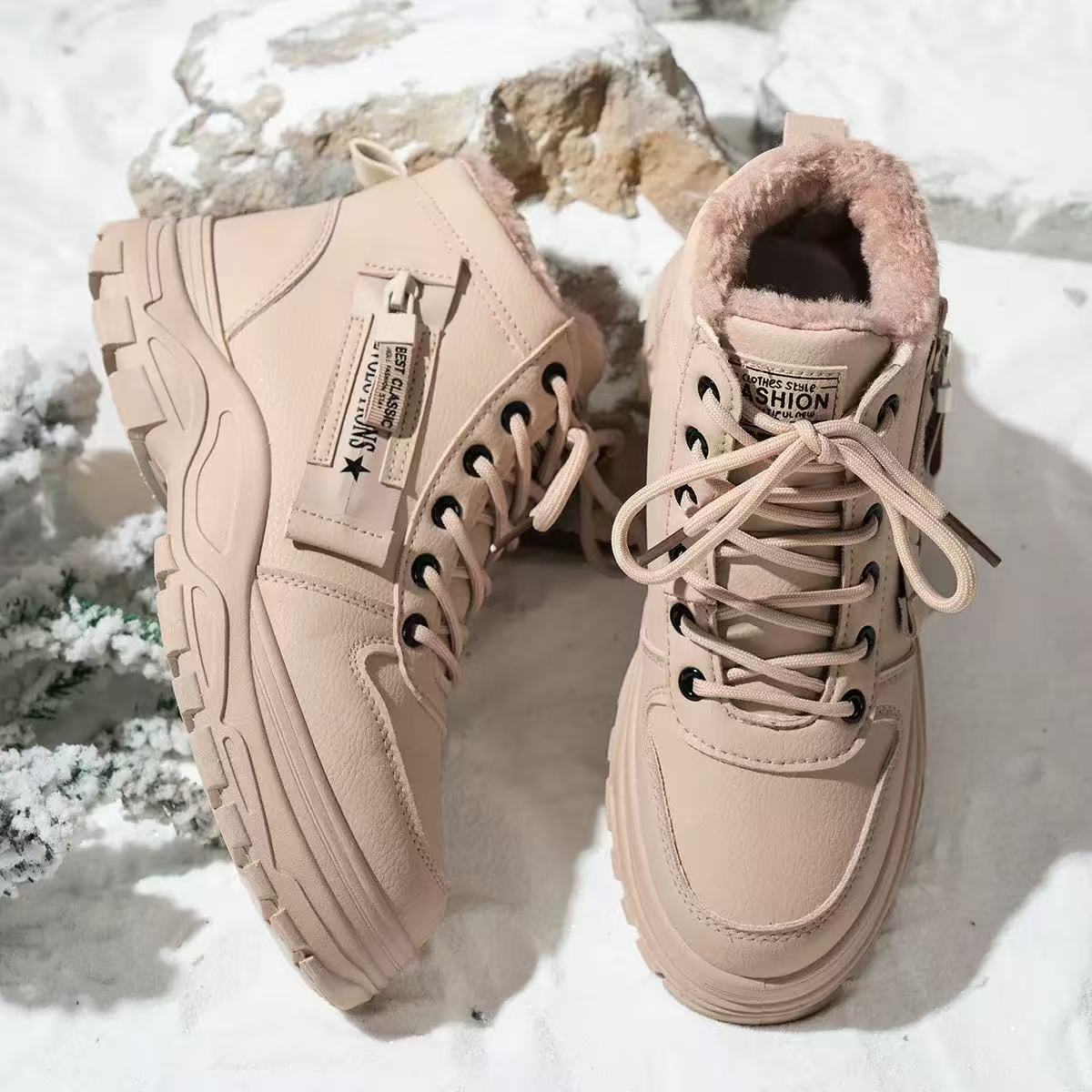 Damen gefütterte High-Top Sneakers mit rutschfester Sohle und modischem Design ModeGeist