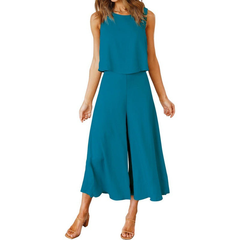 Damen Jumpsuit mit fließendem Schnitt und weitem Bein ModeGeist