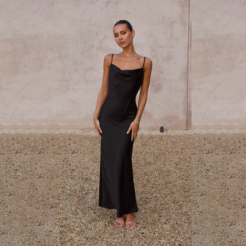 Damen Seidenmaxikleid mit elegantem Schnitt und schmeichelndem Design ModeGeist