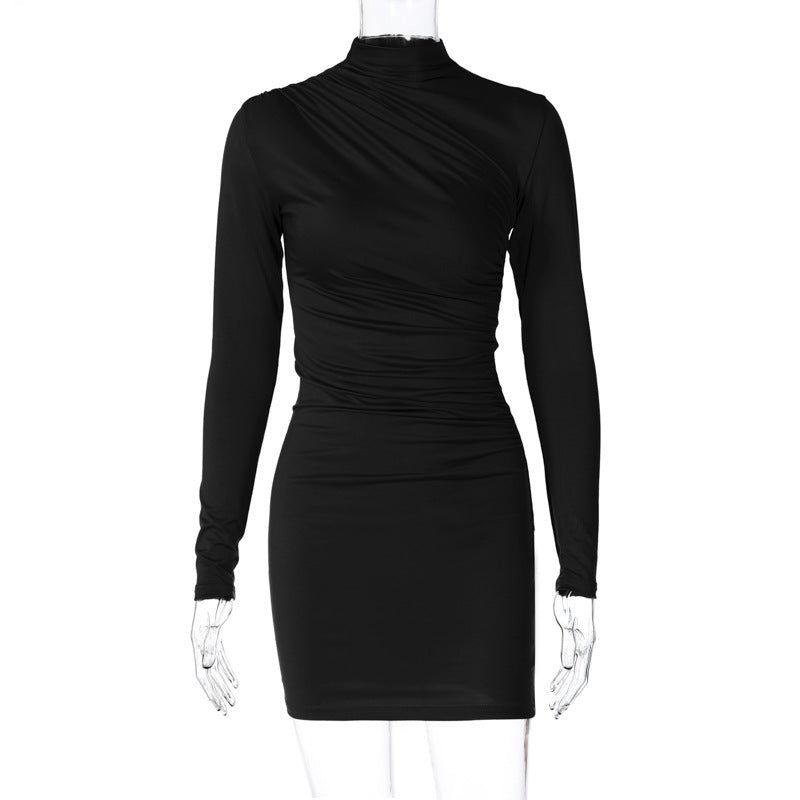 Elegantes Damen Wickelkleid mit hohem Kragen und geschmackvollen Drapierungen von MODEGEIST