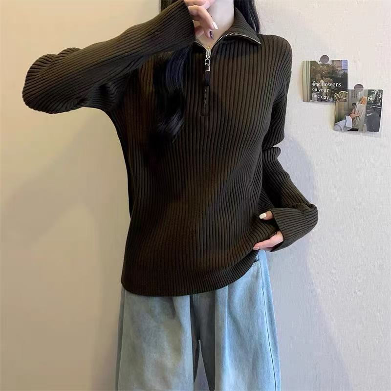 Damen Pullover mit Stehkragen und Reißverschluss ModeGeist