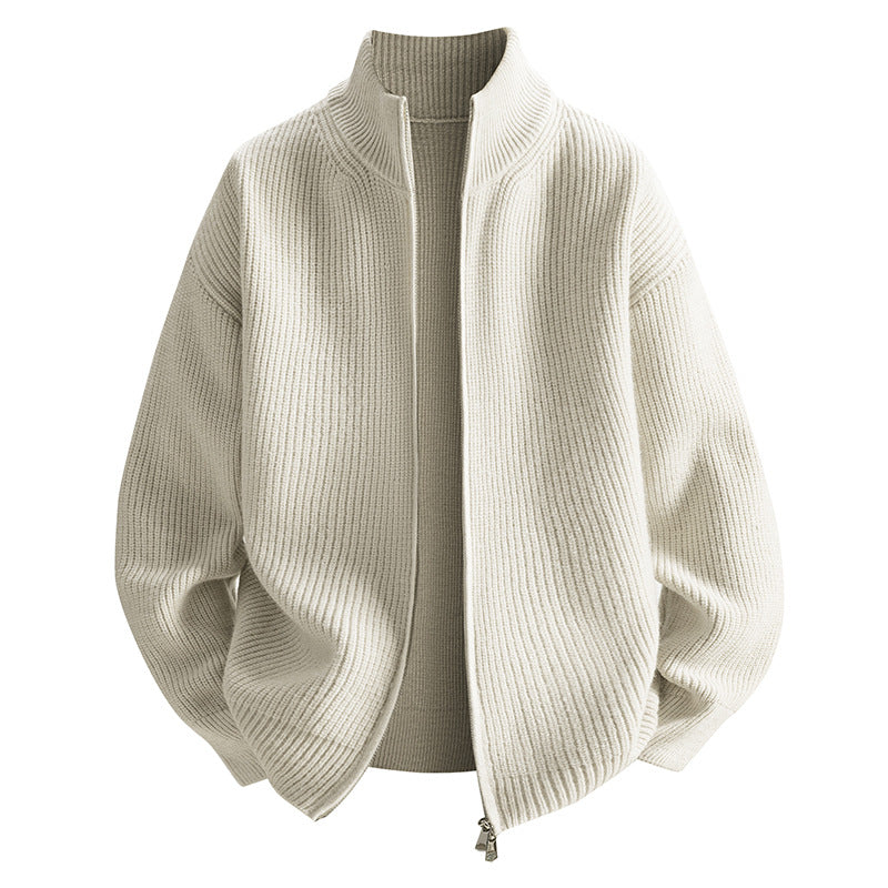 Damen modische Strickjacke mit hohem Kragen und Reißverschluss ModeGeist