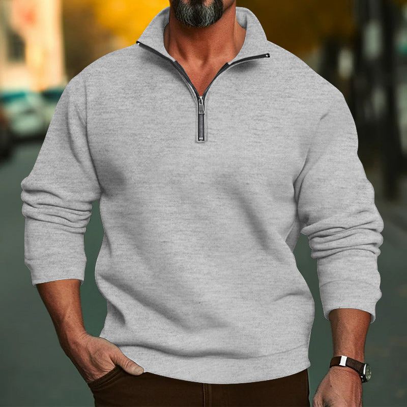 Herren Sweatshirt mit halblangem Reißverschluss und weichem Innenfutter ModeGeist