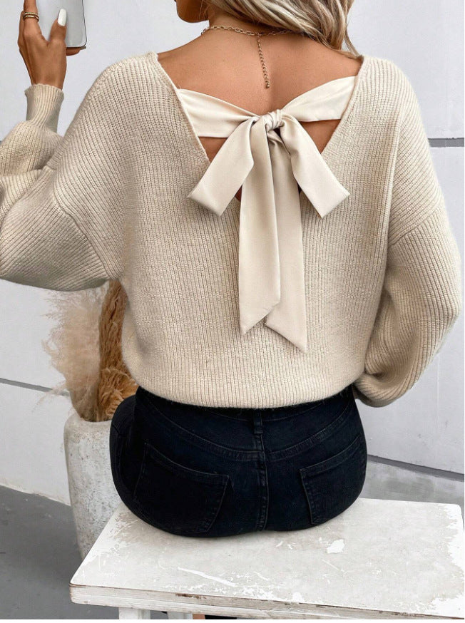 Damen Pullover mit eleganter Schleifen-Ausschnittgestaltung ModeGeist