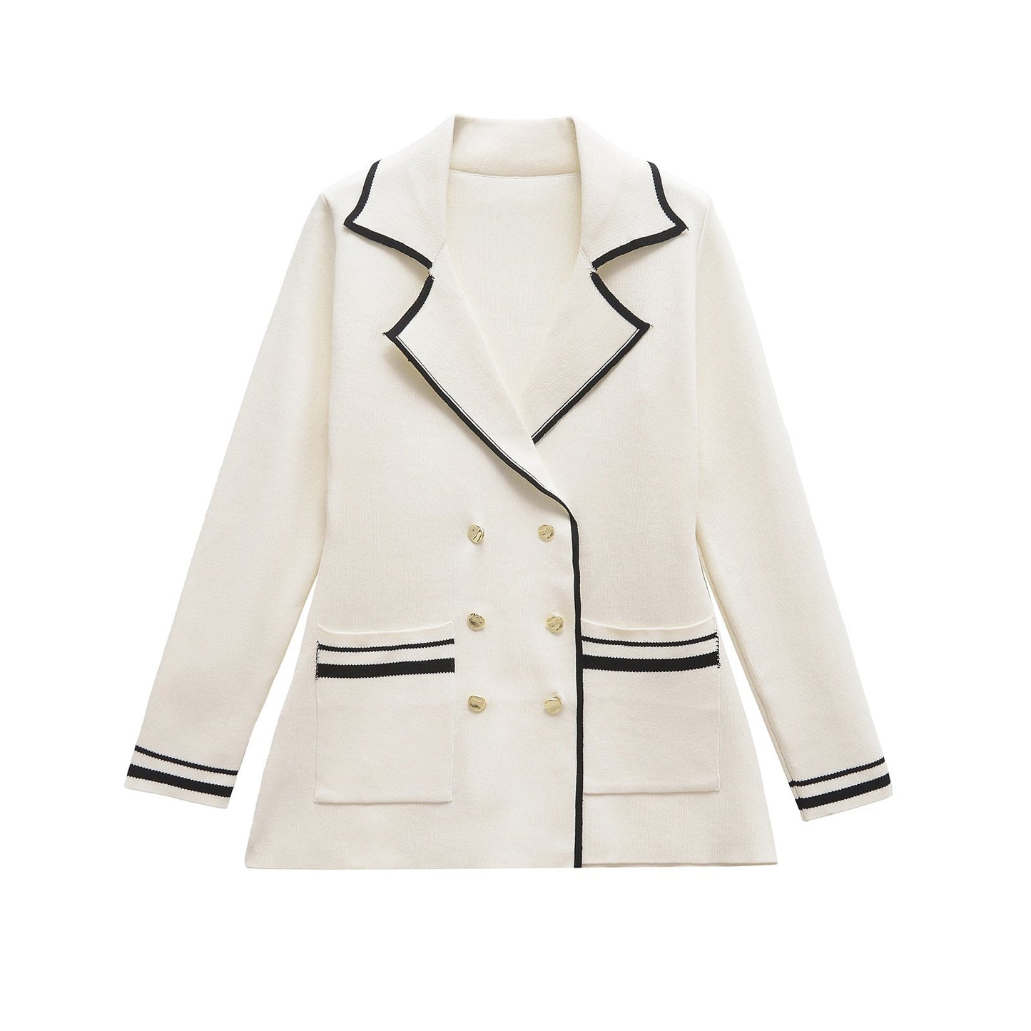 Modegeist Damen Blazer mit Kontrastpaspeln im Doppelmatched Design