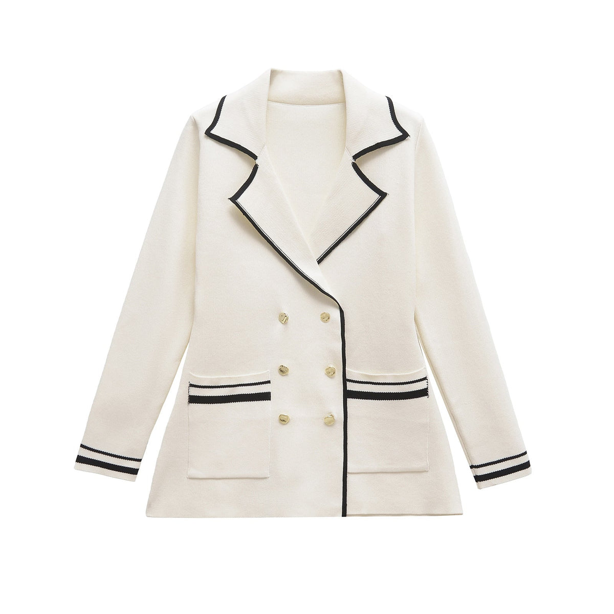 Modegeist Damen Blazer mit Kontrastpaspeln im Doppelmatched Design