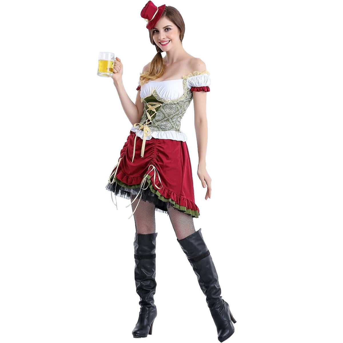 Damen Trachtenkostüm mit eleganten Rüschen und romantischem Mieder Heidi