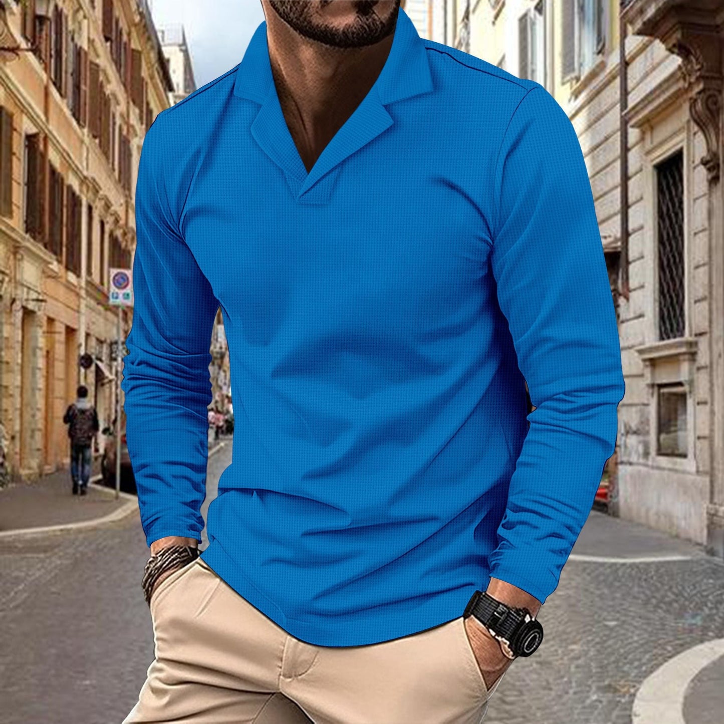 Herren modisches Langarmshirt mit strukturiertem Design ModeGeist