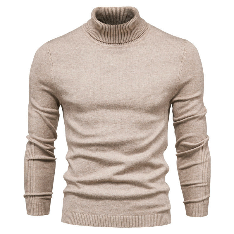 Herren Strickpullover mit hohem Kragen und feinem Rippmuster ModeGeist