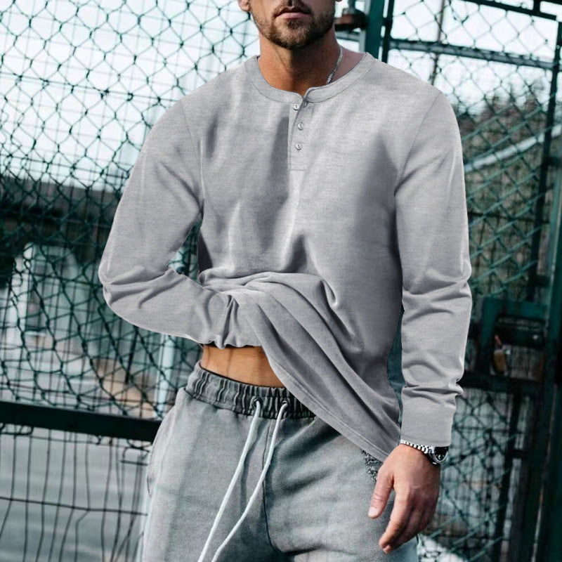 Herren Langarm-Henley-Shirt mit klassischem Knopfleisten-Design und weichem Baumwollmix ModeGeist