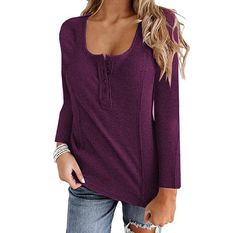 Modegeist Damen Shirt mit Rippen und Knöpfen, lässig