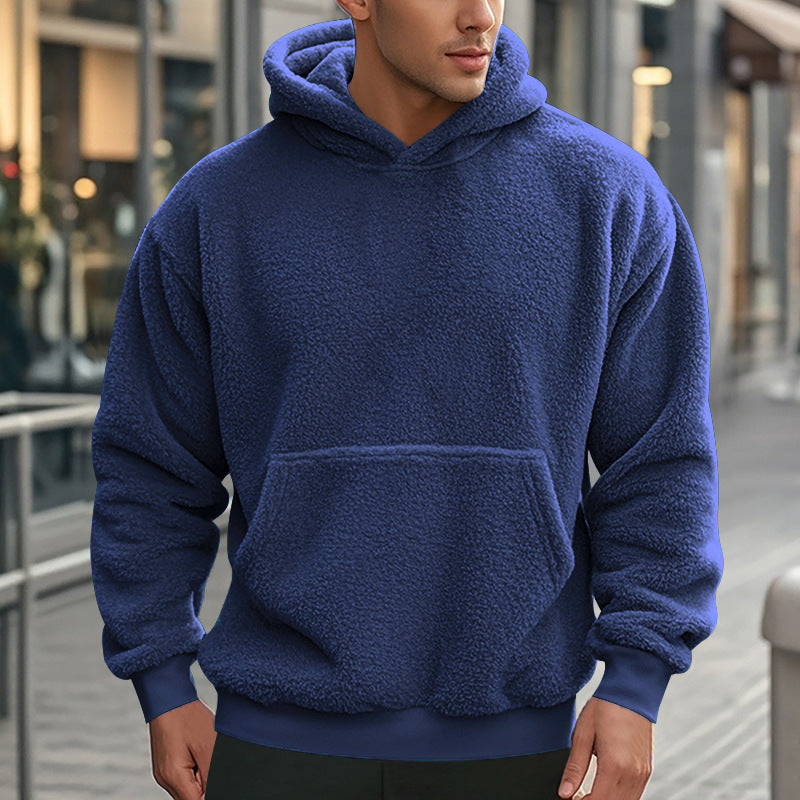 Herren Hoodie aus kuscheligem Teddy-Fleece mit Kängurutasche und breiten Bündchen ModeGeist