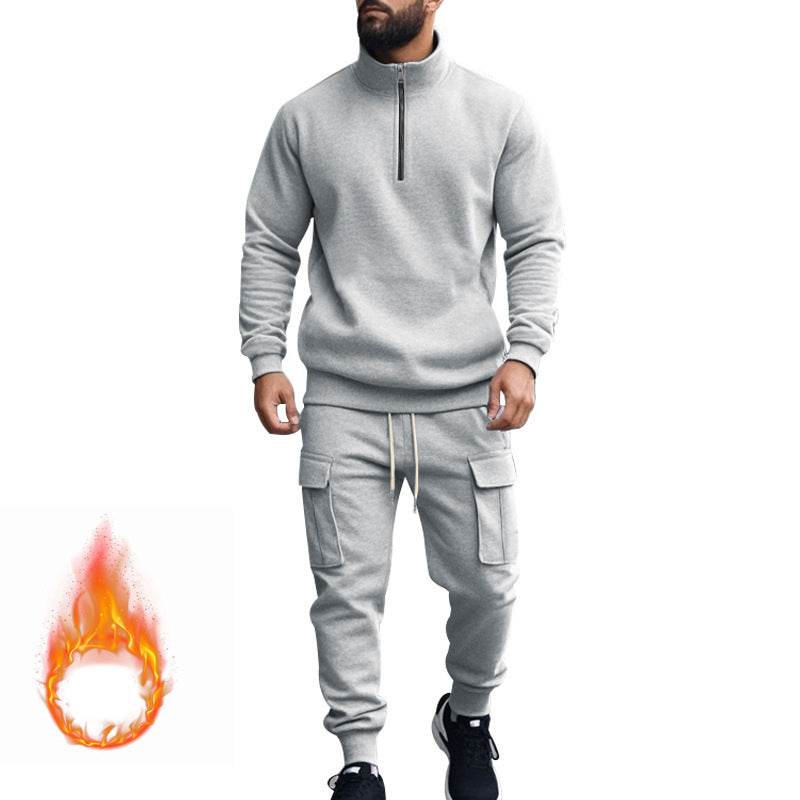 Herren Sportliches Fleece-Set mit funktionalem Reißverschluss und Cargo-Hosen ModeGeist