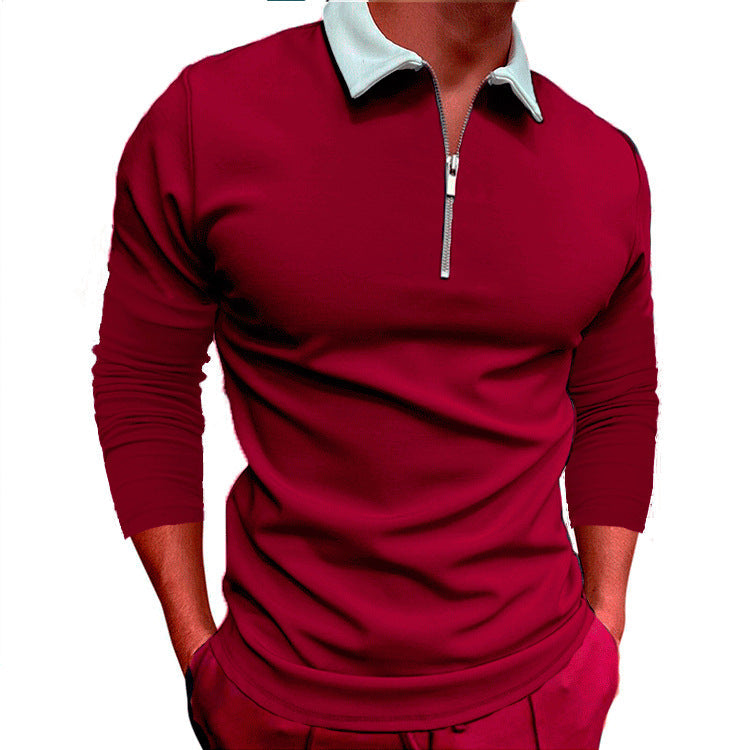 Herren sportlicher Pullover mit 1/4 Reißverschluss und kontrastierendem Kragen ModeGeist