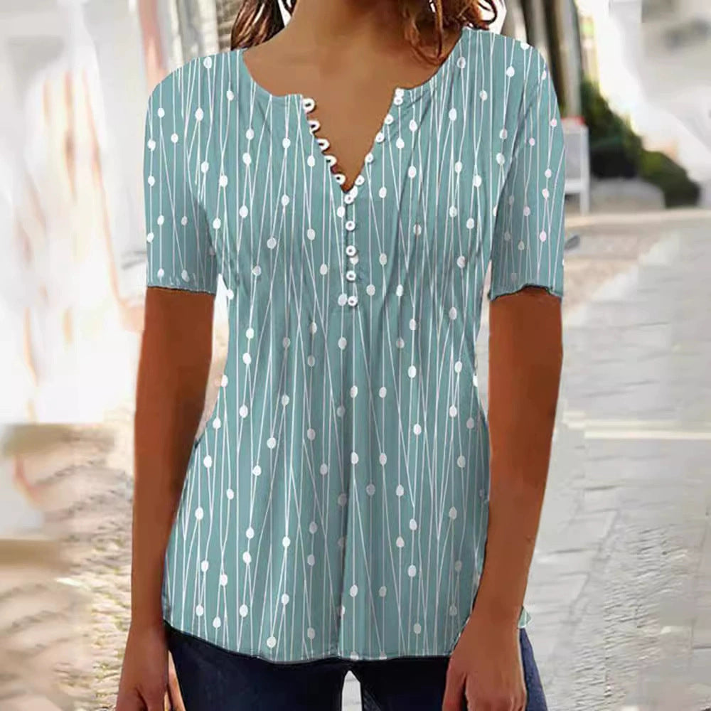Modisches Blusenshirt für Damen mit Punkte-Muster und eleganter Knopfleiste von MODEGEIST