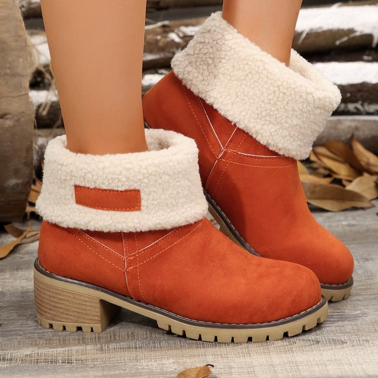 Damen warme Stiefeletten mit flauschigem Schafsfellkragen ModeGeist