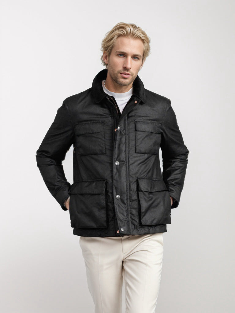 Herren modische und funktionale Übergangsjacke mit hochschließendem Kragen ModeGeist