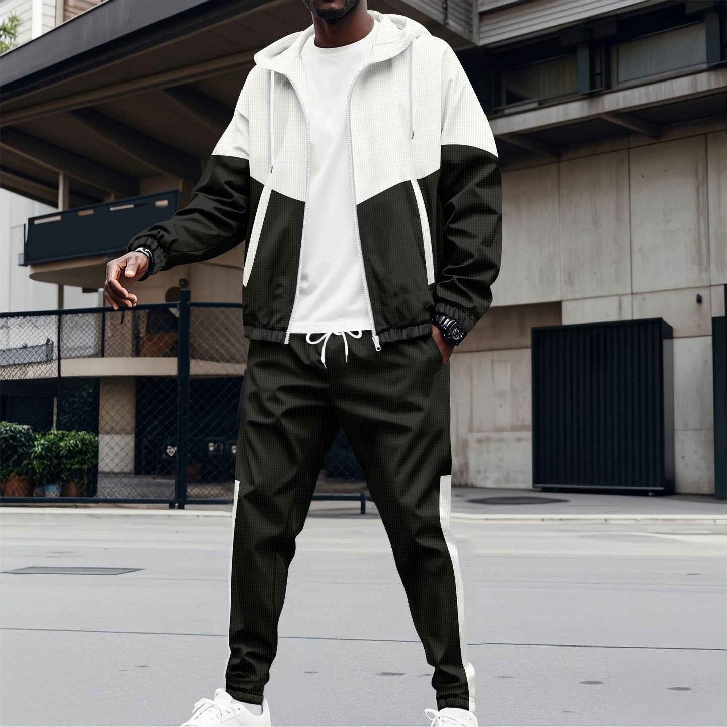 Herren Sportanzug mit modernem Farbblock-Design und atmungsaktiven Materialien ModeGeist