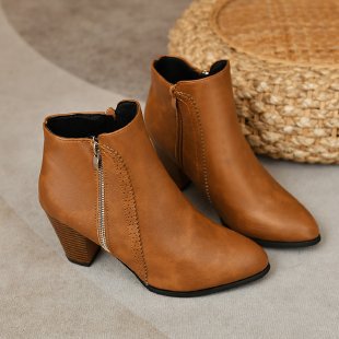 Damen modische Stiefeletten mit elegantem Reißverschluss ModeGeist