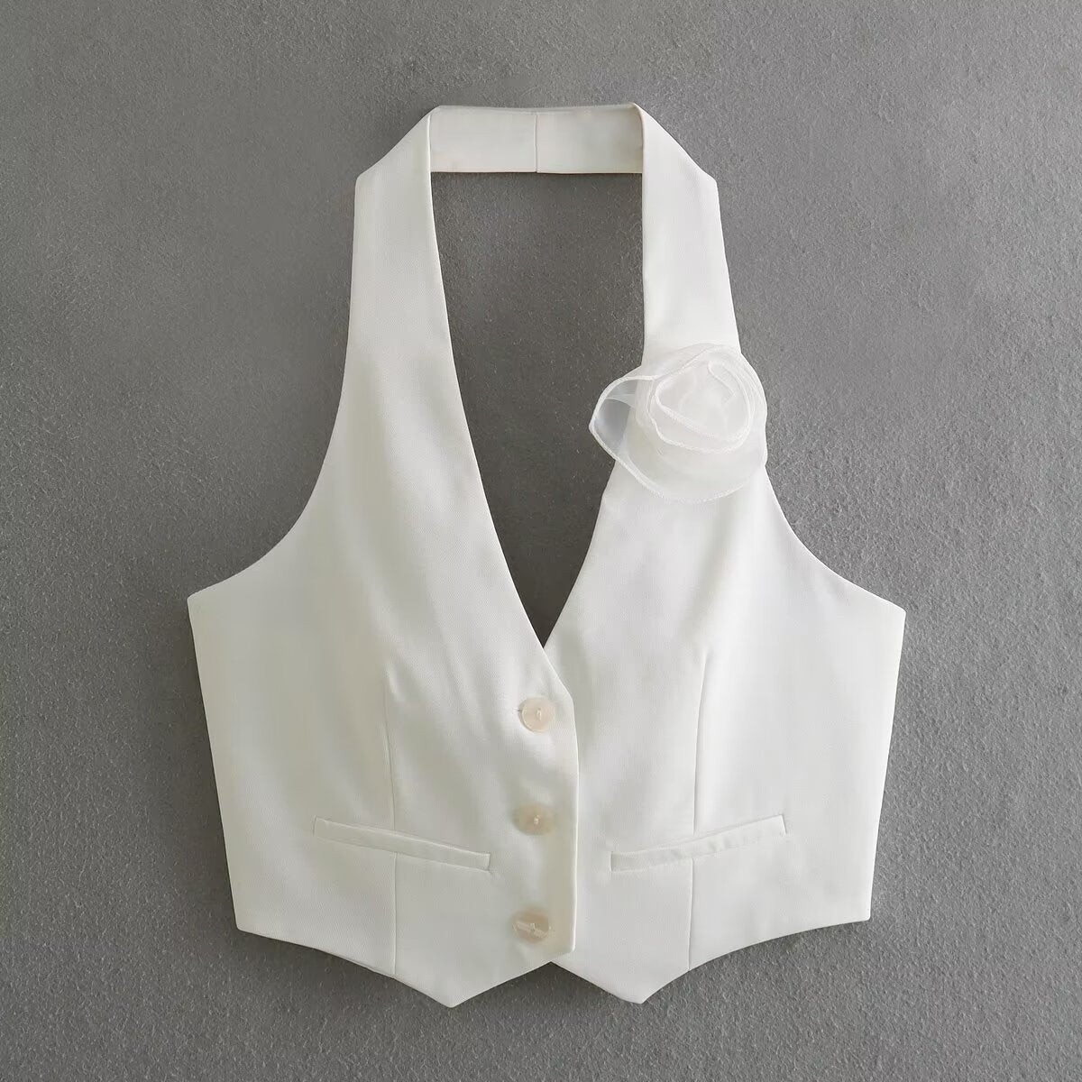 Damen Elegante Weste mit Blütenapplikation ModeGeist