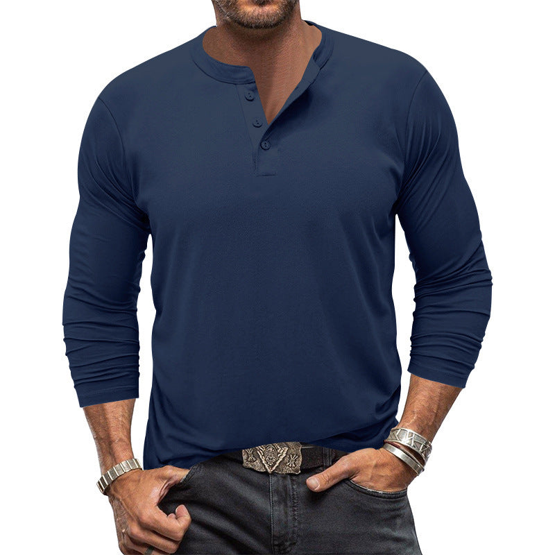Herren Langarm T-Shirt mit Knopfleiste ModeGeist