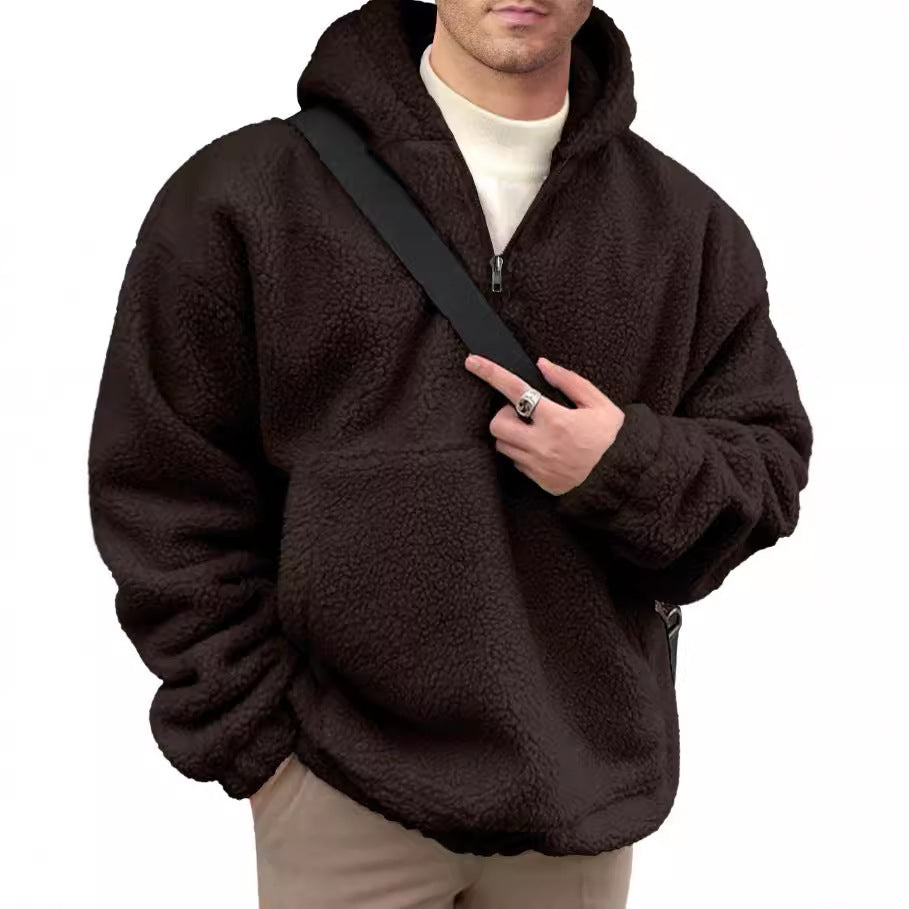Herren kuscheliger Fleece-Pullover mit halbem Reißverschluss ModeGeist