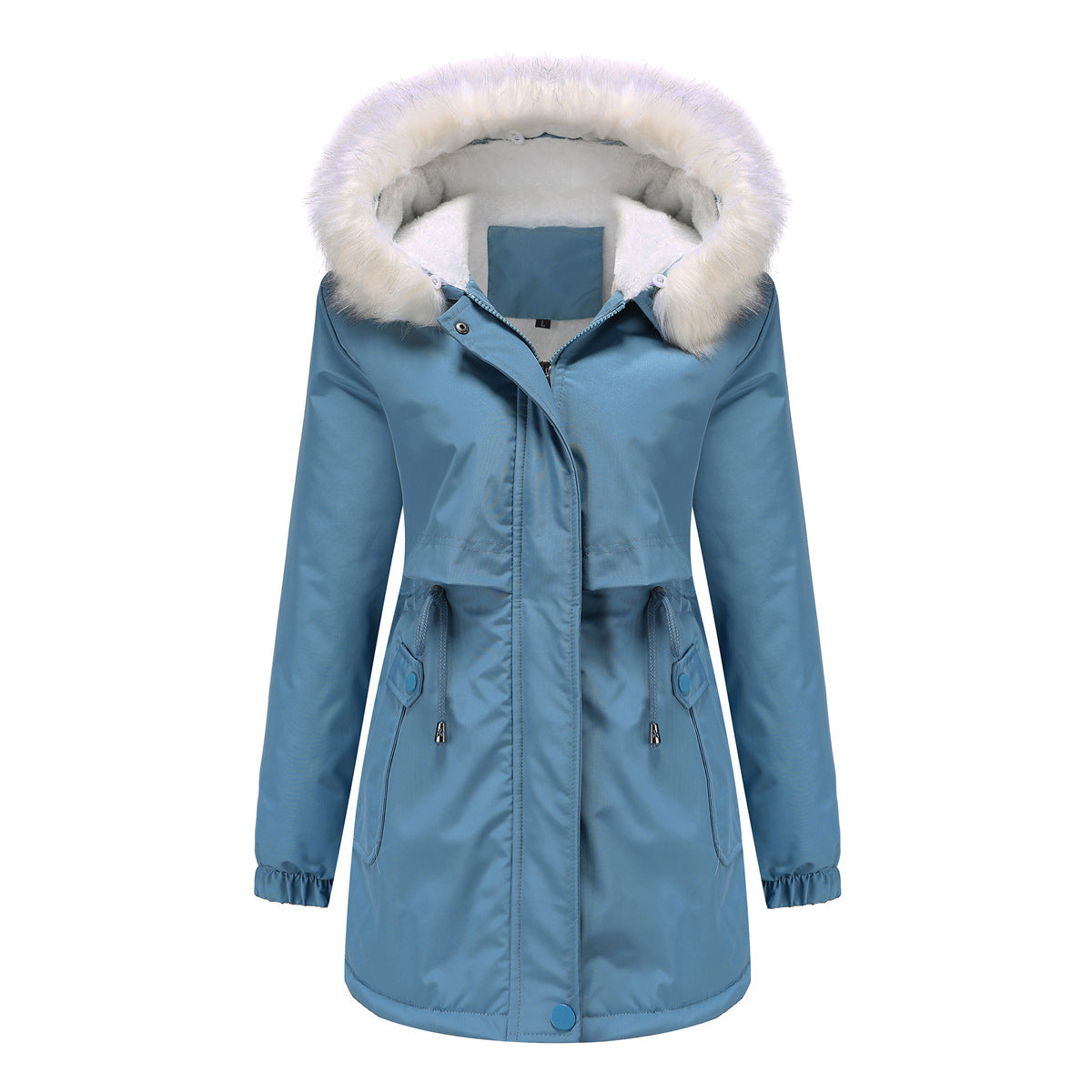 Damen modische Winterjacke mit abnehmbarem Fellkragen ModeGeist