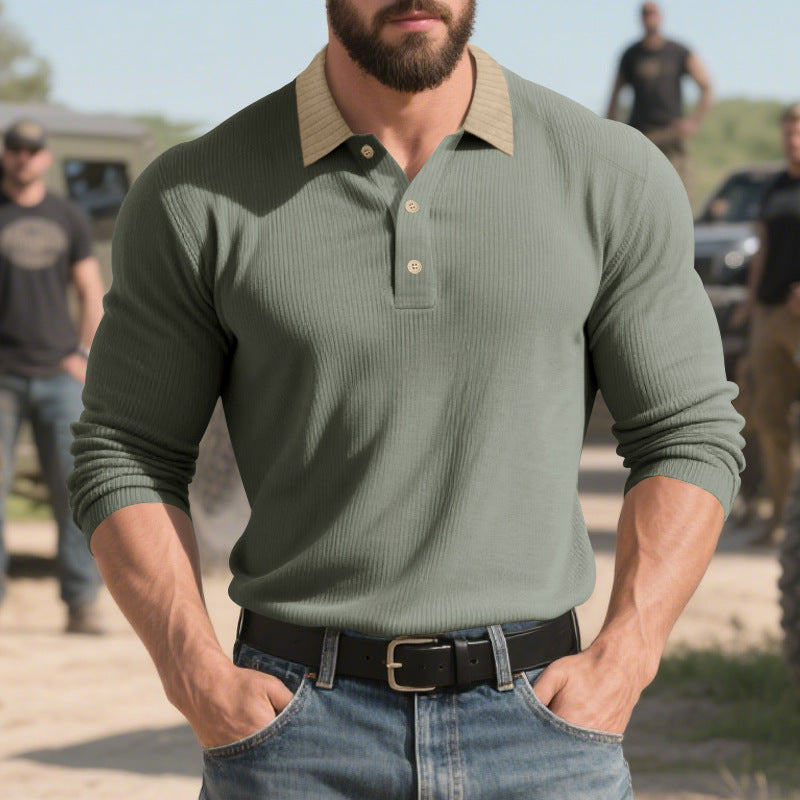 Herren langärmliges Poloshirt mit strukturiertem Design und klassischem Kragen ModeGeist