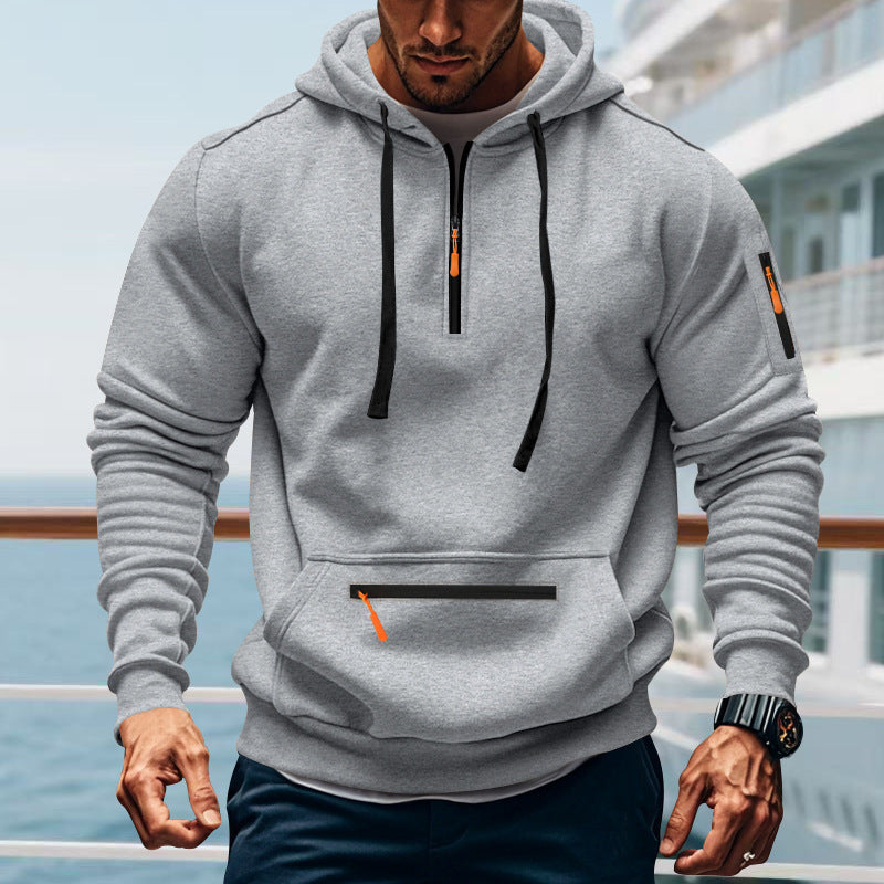 Herren sportlicher Kapuzenpullover mit praktischem Zwei-Wege-Reißverschluss und seitlichen Taschen ModeGeist