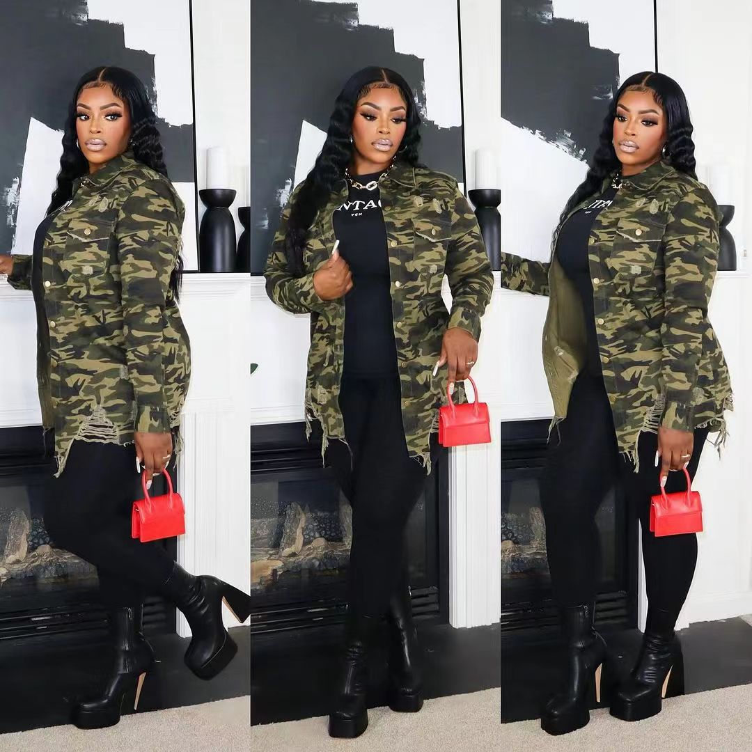 Damen modische Camouflage-Überwurfblick ModeGeist