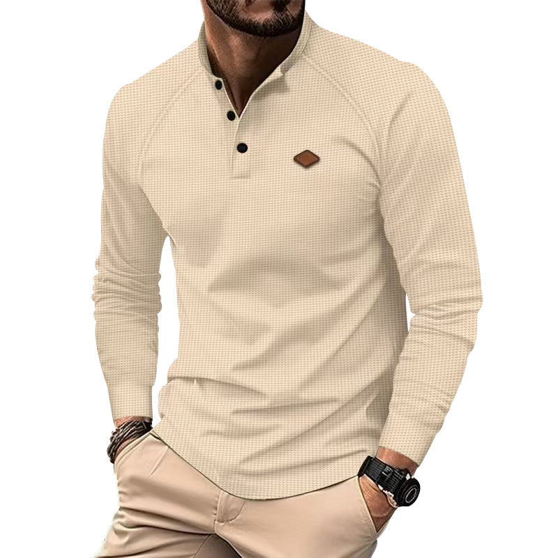 Herren Langarm-Henley-Shirt mit strukturierter Oberfläche und modischen Knopfdetails ModeGeist