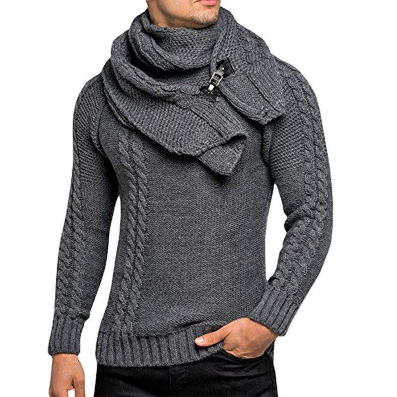 Herren Strickpullover mit integriertem Schal ModeGeist