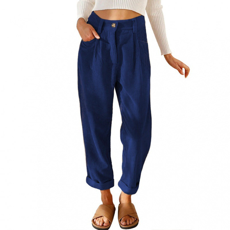 Elegante Damenhose mit hoher Taille und Falten