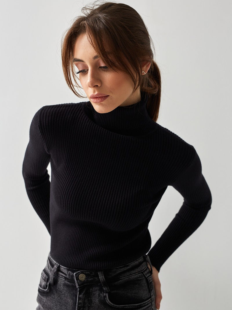 Damen Rollkragenpullover mit geripptem Design und lässigem Schnitt ModeGeist