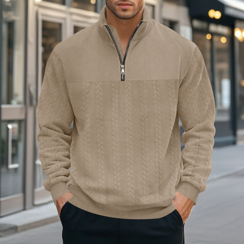 Herren Strickpullover mit modernem Stehkragen und Reißverschluss ModeGeist