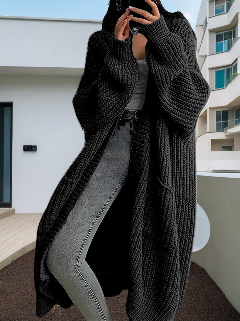 Damen Großer Strickcardigan mit lässiger Passform und großen Taschen ModeGeist