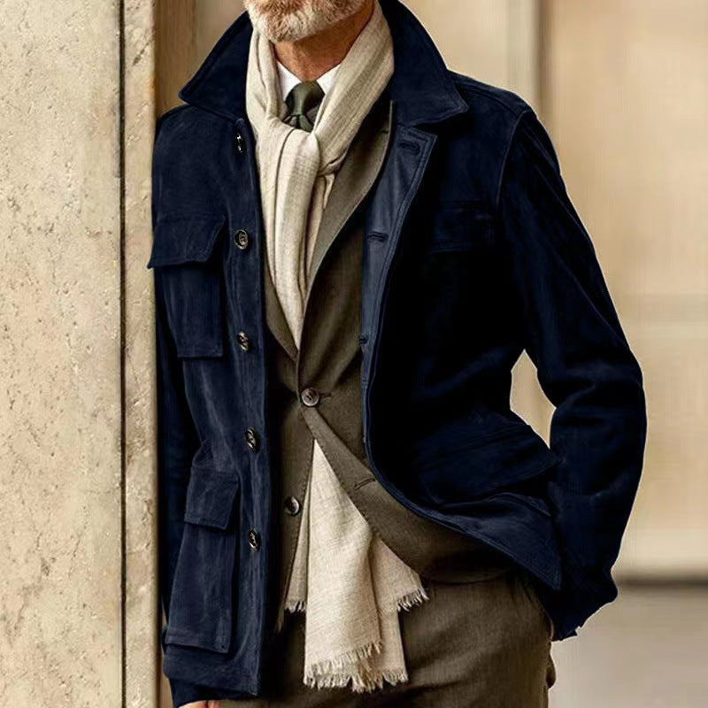 Herren Suede Utility Jacke mit praktischen Taschen und modernem Schnitt ModeGeist