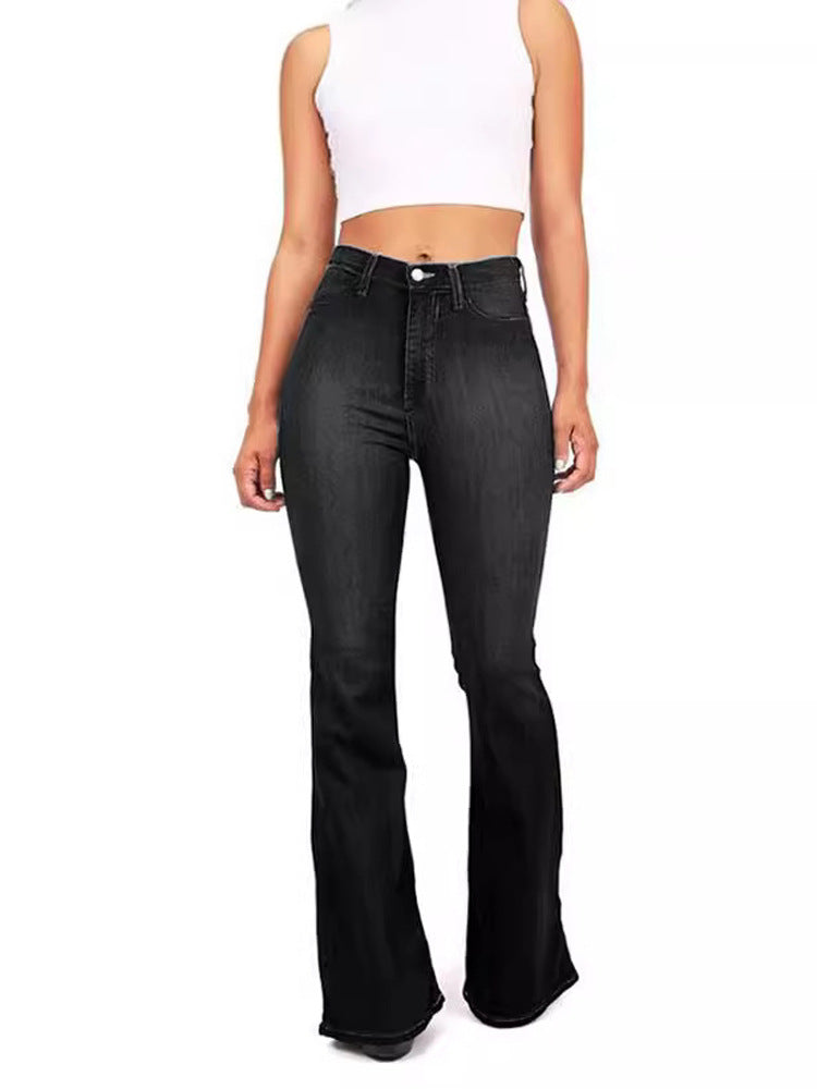 Damen Hoch taillierte Bootcut Jeans im eleganten zeitlosen Stil ModeGeist