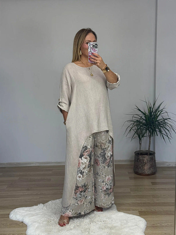 Damen Relaxed Fit Leinen Tunika Top ModeGeist