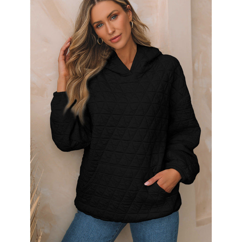 Damen gesteppter Kapuzenpullover mit praktischen Taschen ModeGeist