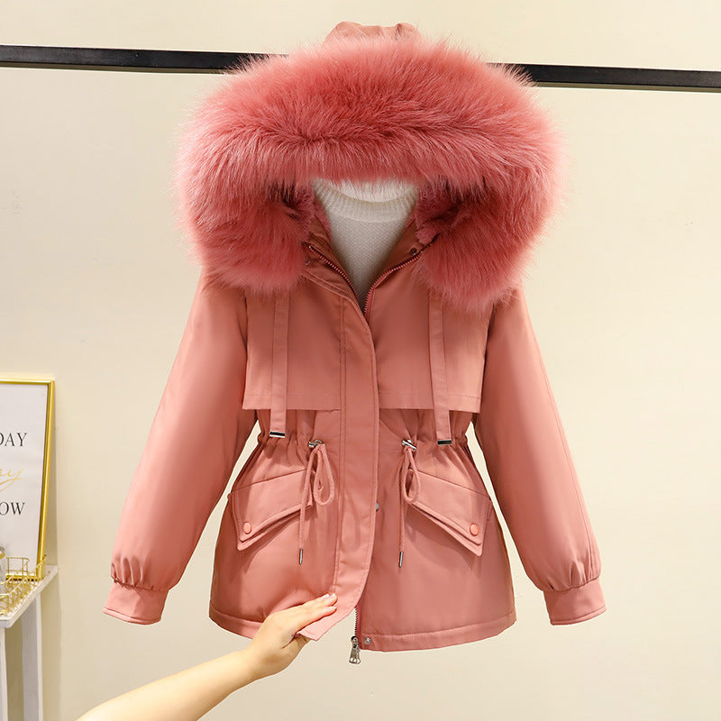 Damen Winterjacke mit funktionalem Reißverschluss und abnehmbarem Kunstpelzkragen ModeGeist