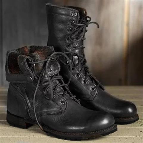 MODEGEIST Damen Schnürstiefel Robust Sohle Verstellbare Schnürung Klassisch