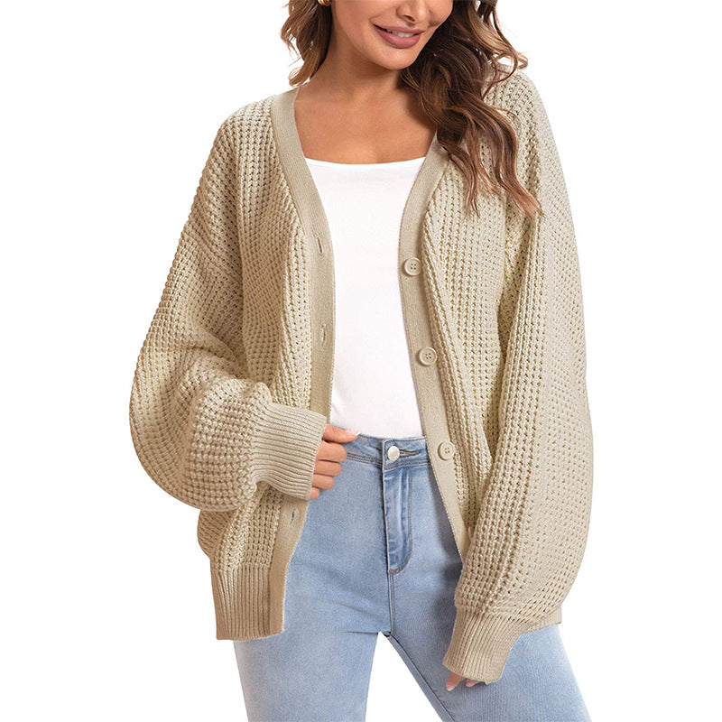 Damen Grober Strickcardigan mit offenem Design und lässigem Schnitt ModeGeist