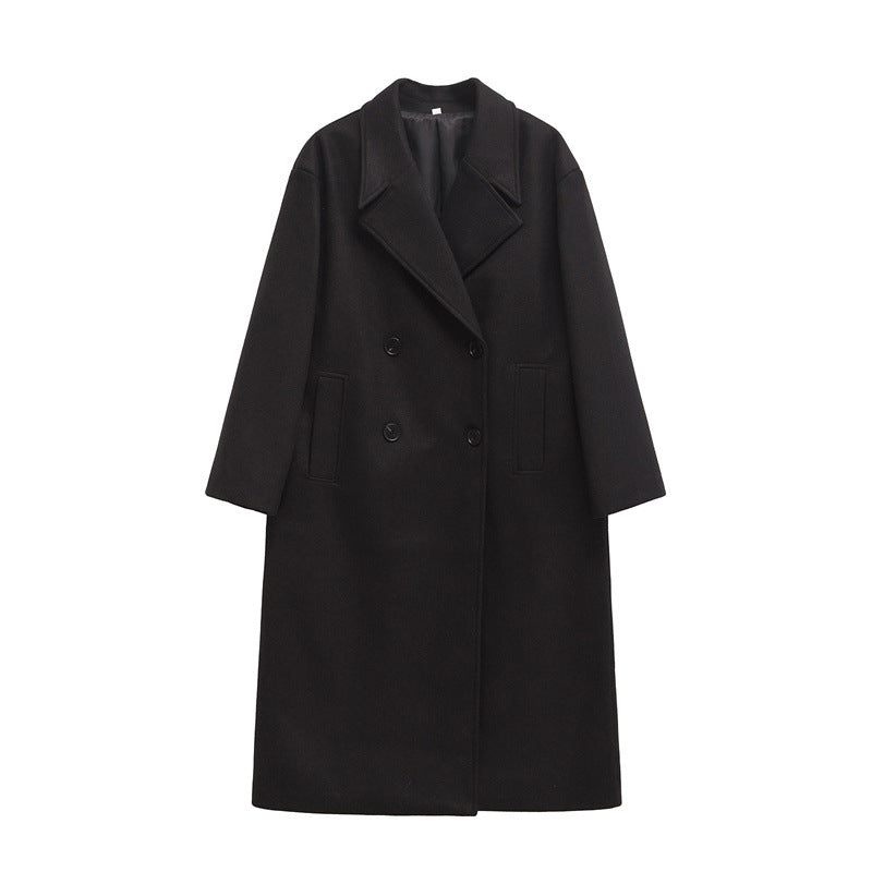 Damen Eleganter Übergrößen Doppelreiher-Wollmantel ModeGeist